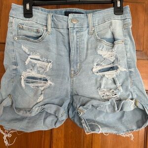Aero Distressed size 8 Light Blue Denim Shorts